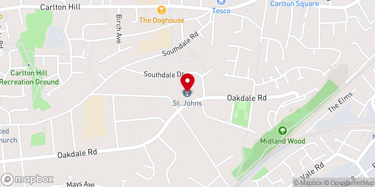 Map showing location of Carlton, Nottingham: St John the Baptist