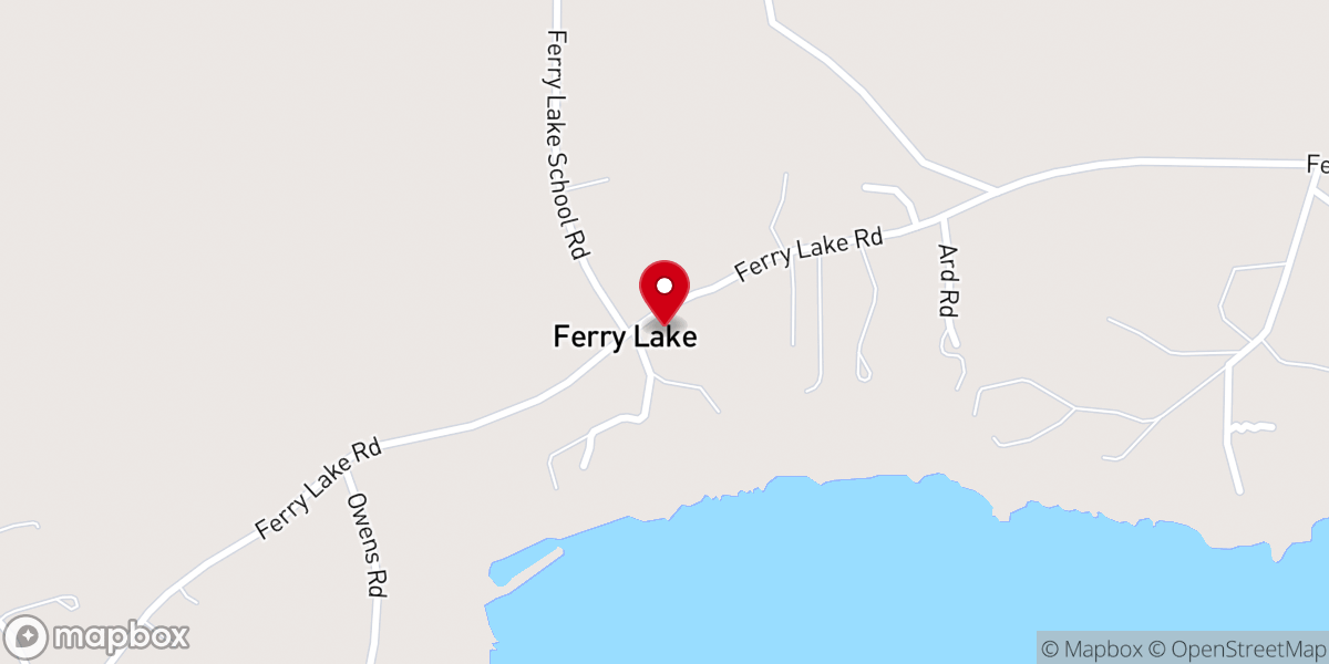 Map showing location of Ferry Lake Baptist Church