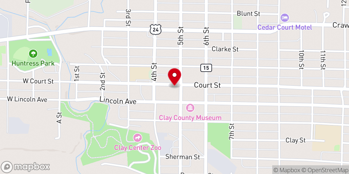 Map showing location of Clay Center Community Improvement Foundation