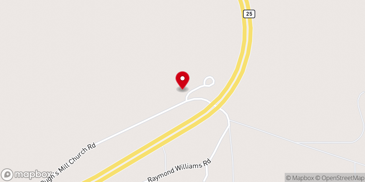 Map showing location of Pughs Mill Church