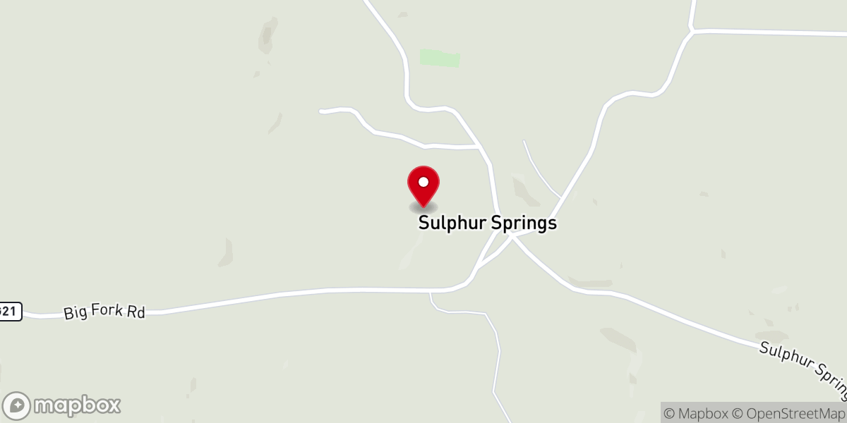 Map showing location of Sulphur Springs Baptist Church