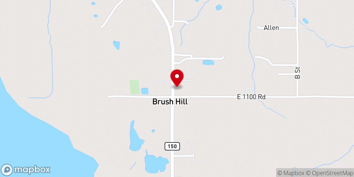 Map showing location of Brush Hill Baptist Church