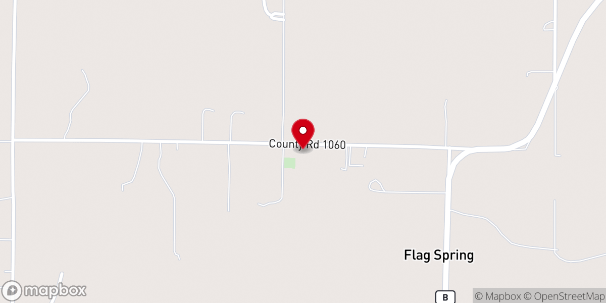 Map showing location of Flag Springs Church