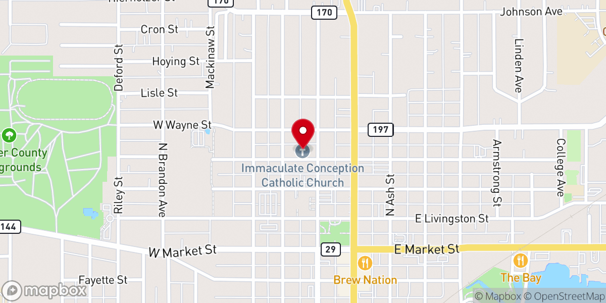Map showing location of St John the Baptist Catholic Church
