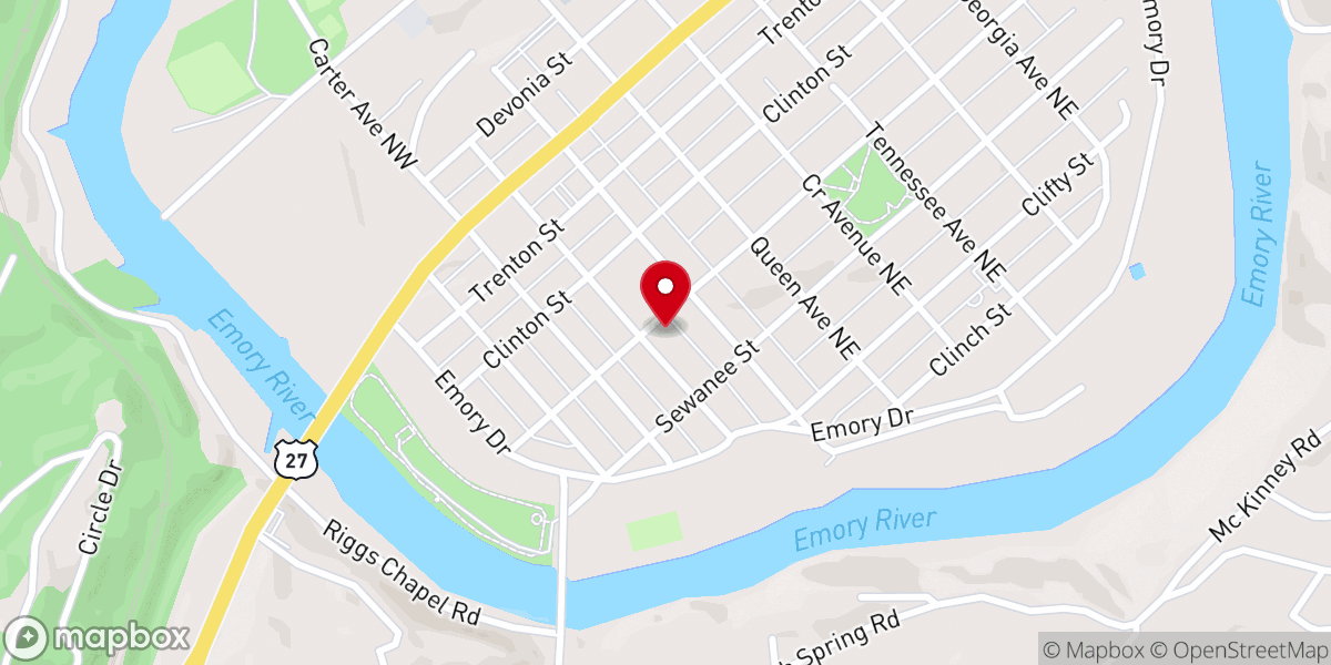 Map showing location of First Christian Church