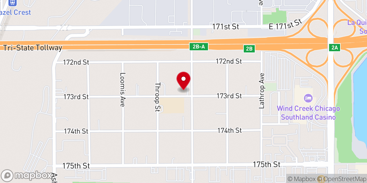 Map showing location of East Hazel Crest Bible Church