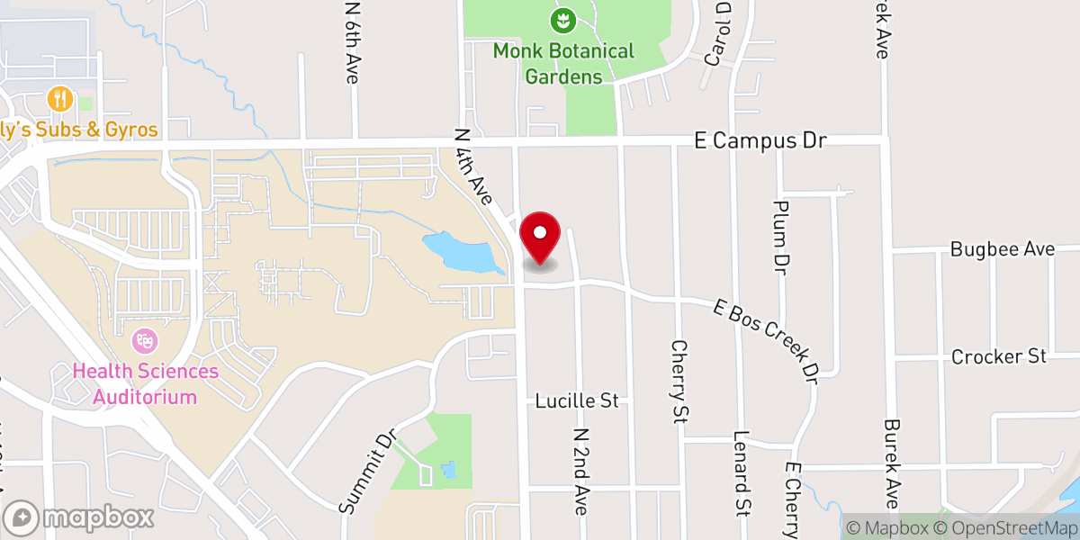 Map showing location of Northside Baptist Church