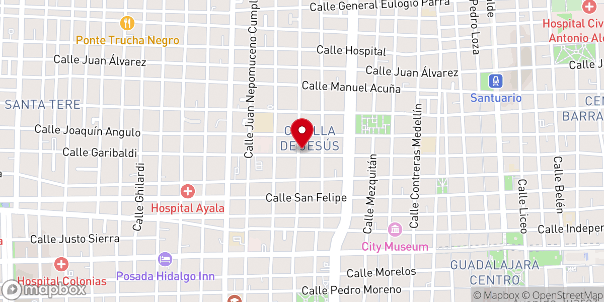 Map showing location of Parroquia Dulce Nombre de Jesús