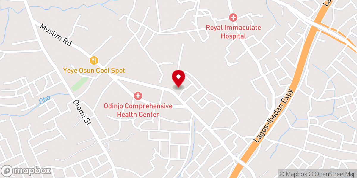 Map showing location of Winners' Chapel Muslim