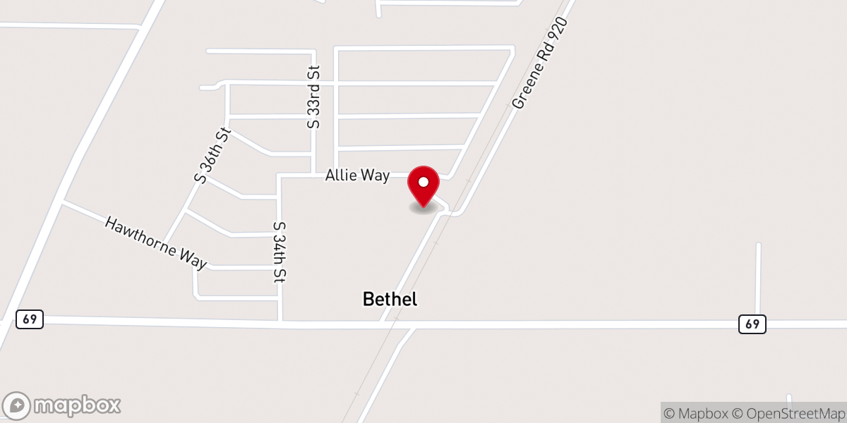 Map showing location of Bethel Station Baptist Church