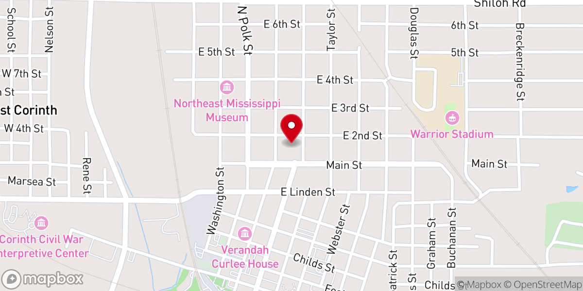 Map showing location of First Baptist Church