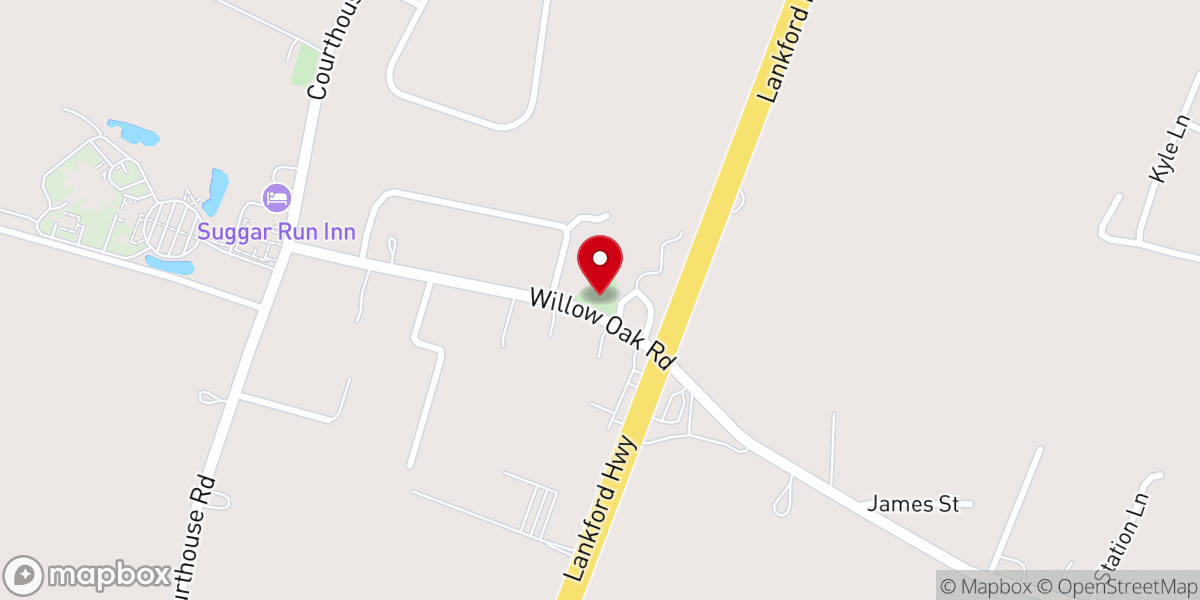 Map showing location of Eastville Baptist Church