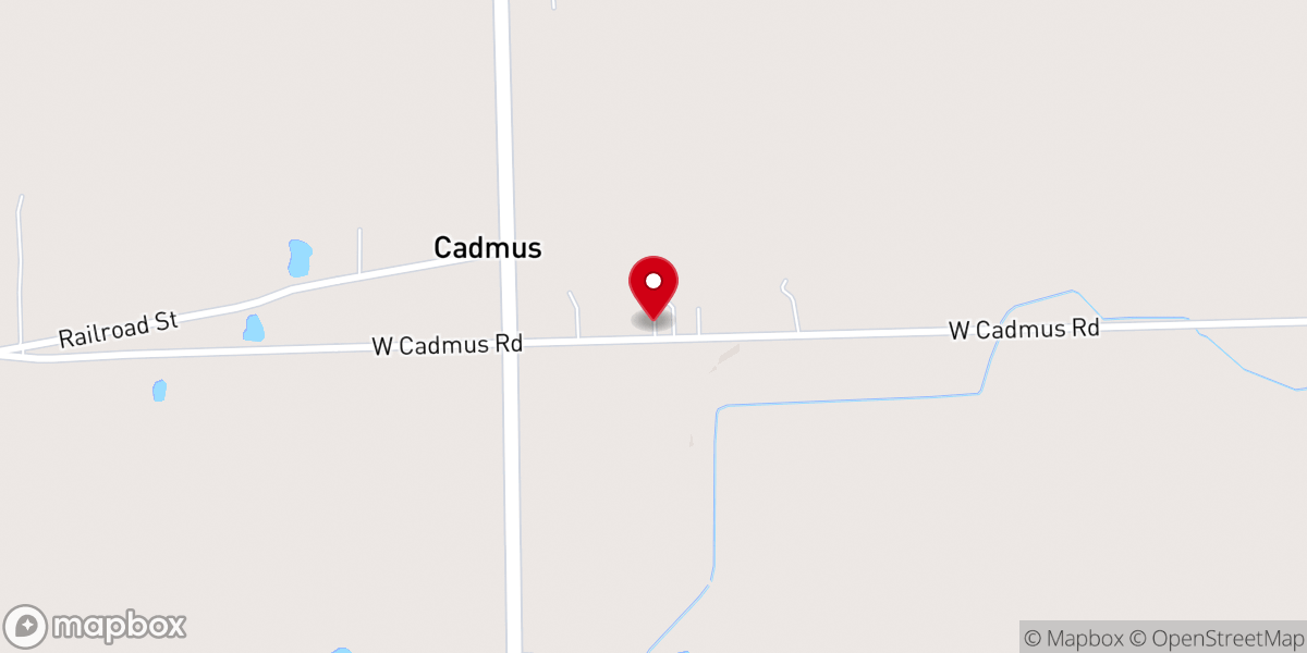 Map showing location of Cadmus Presbyterian Church