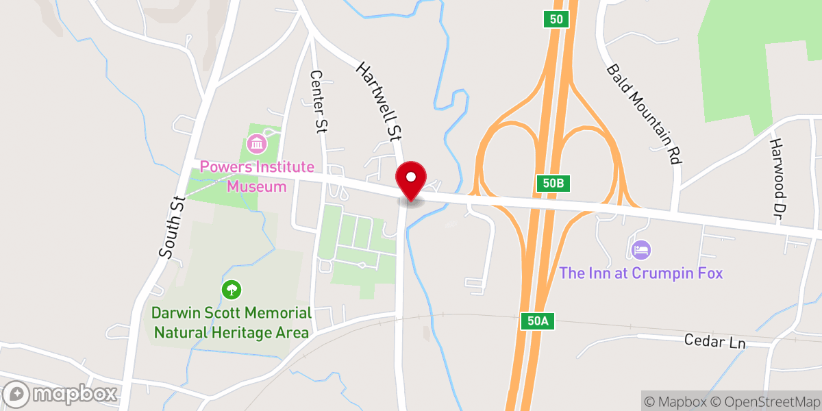Map showing location of Hillside Pizza