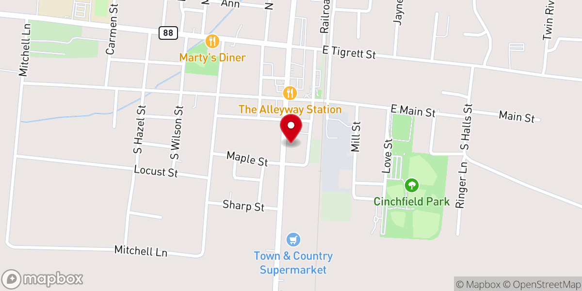 Map showing location of Halls Church of Christ