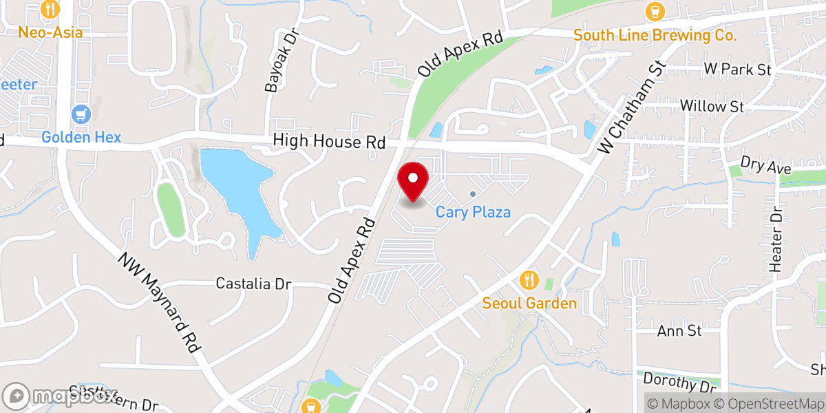 Map showing location of NeighborUp (Merger of Dorcas Ministries + Western Wake Crisis Ministry) - Cary Campus