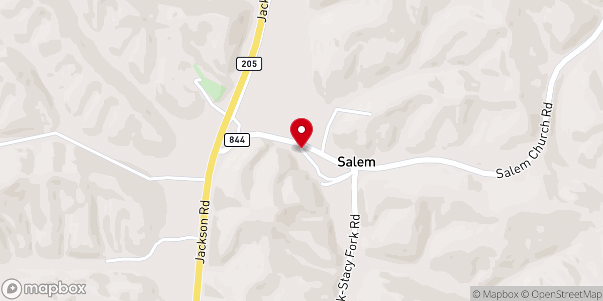 Map showing location of Salem Fork Christian Church