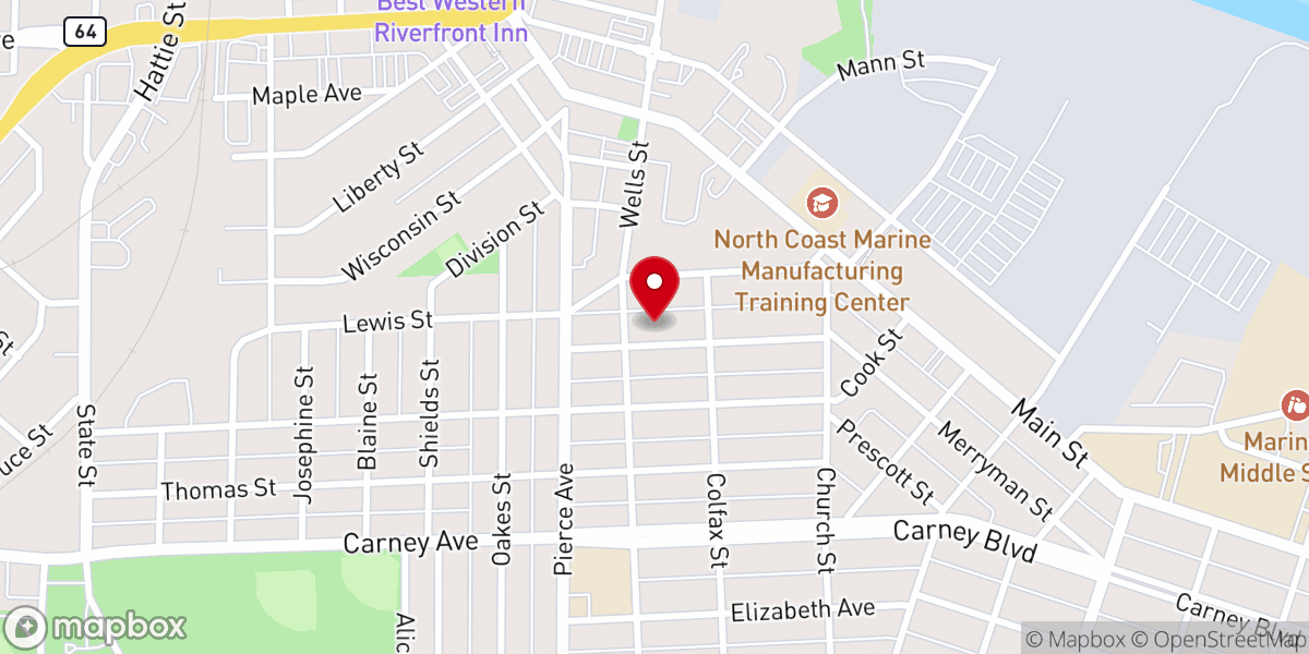 Map showing location of First Trinity Lutheran Church