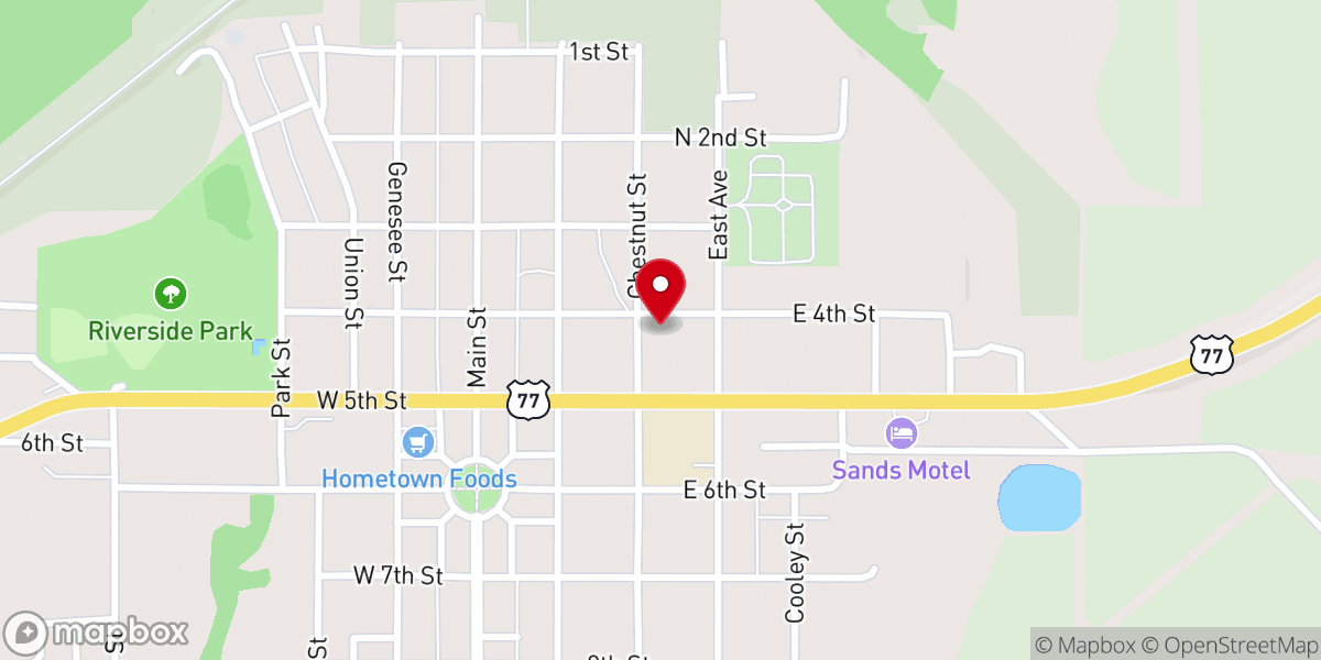 Map showing location of New Hope Evangelical Presbyterian Church of Blue Rapids