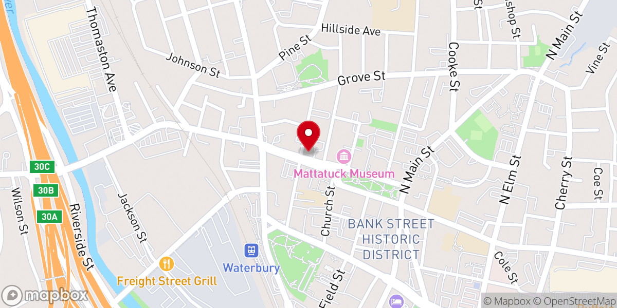 Map showing location of Waterbury Baptist Ministries