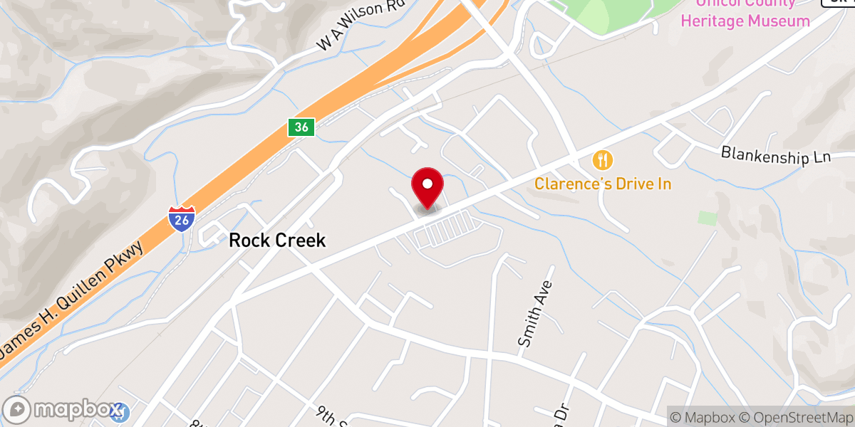 Map showing location of Trinity Freewill Baptist Church