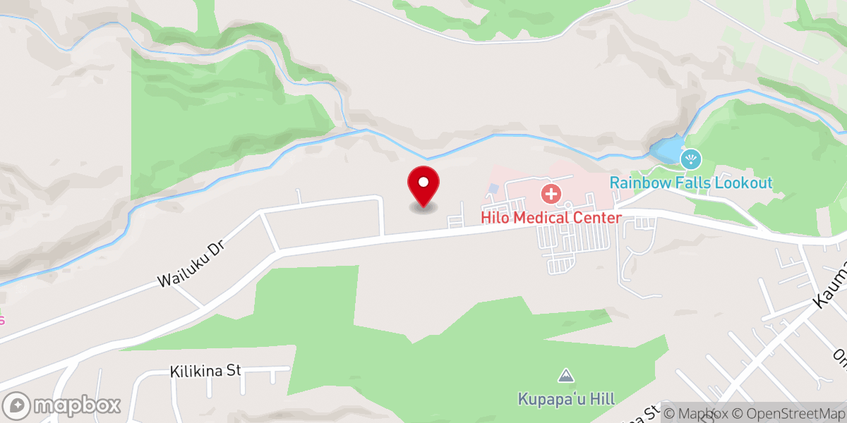 Map showing location of First United Protestant Church of Hilo
