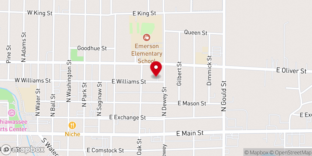 Map showing location of Owosso City Church