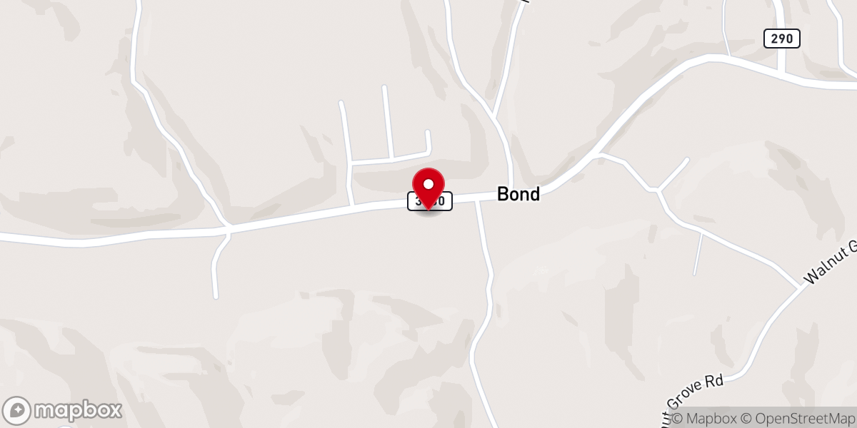 Map showing location of Bond Baptist Church