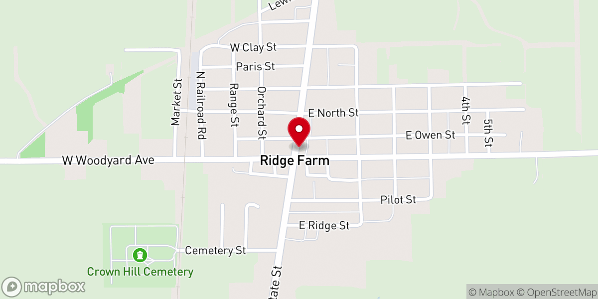 Map showing location of Ridge Farm Community Church