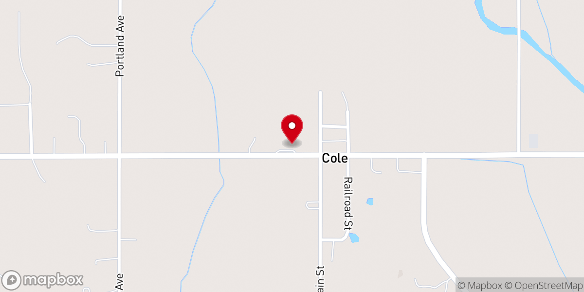 Map showing location of First Baptist Church of Cole