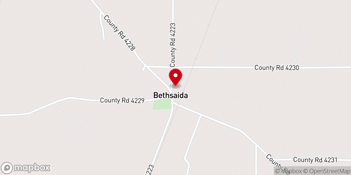 Map showing location of Bethsaida Baptist Church
