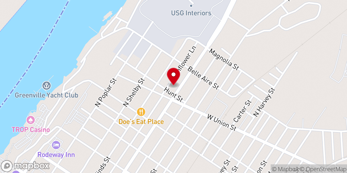 Map showing location of The Sacred Space Greenville MS