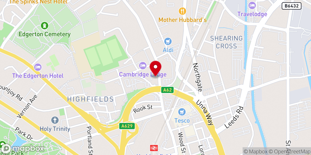 Map showing location of Elim Huddersfield