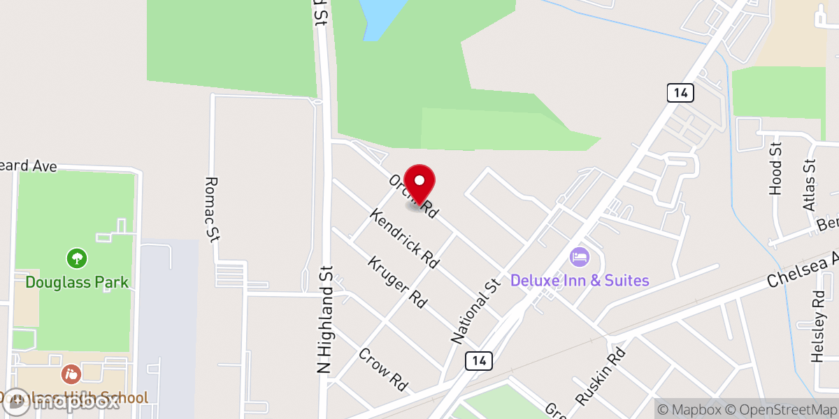 Map showing location of Orchi Baptist Church