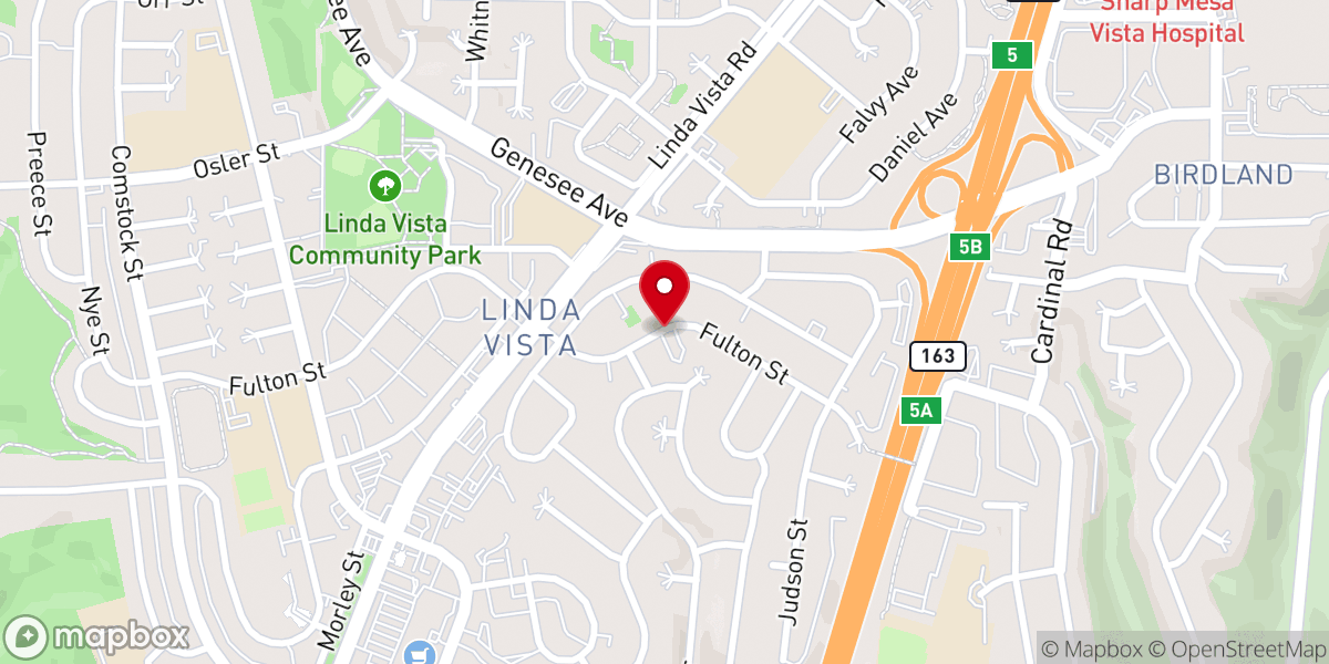 Map showing location of Linda Vista Church of Christ