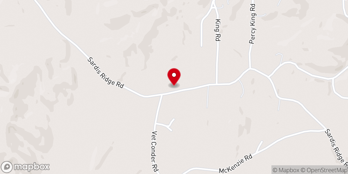 Map showing location of Sardis Ridge Church