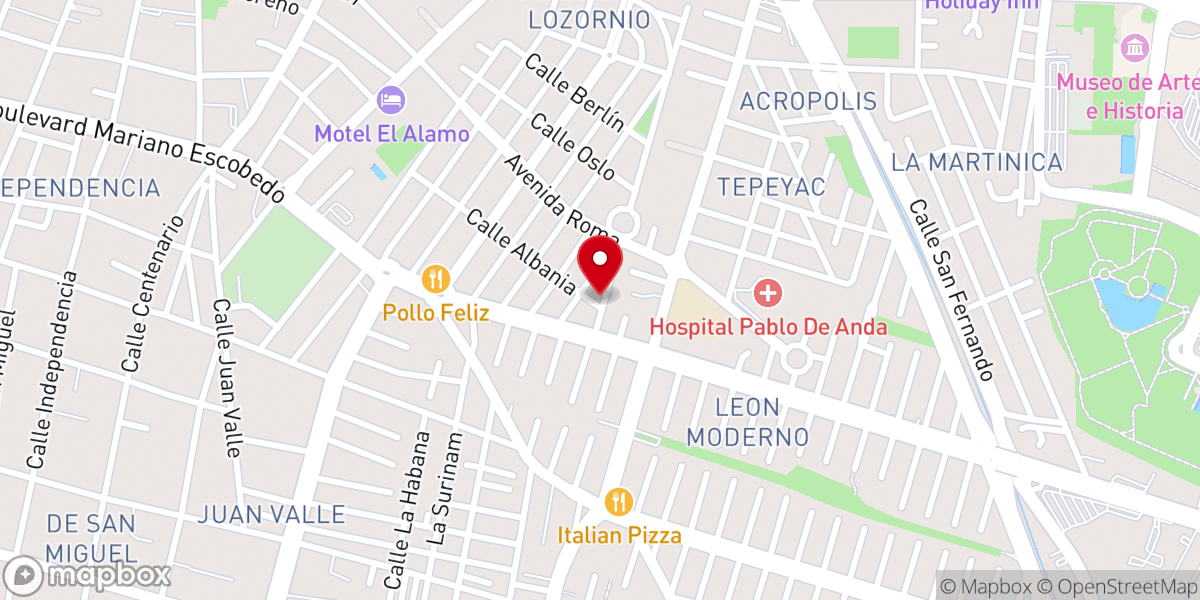Map showing location of Templo de San Judas Tadeo