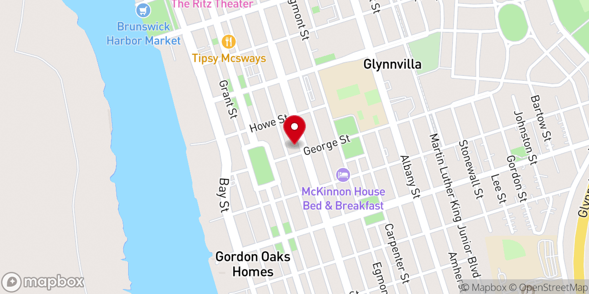 Map showing location of First Presbyterian Church