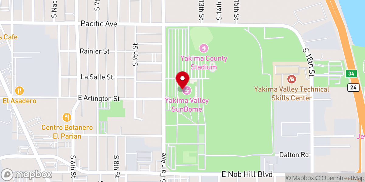 Map showing location of Yakima County Fairgrounds
