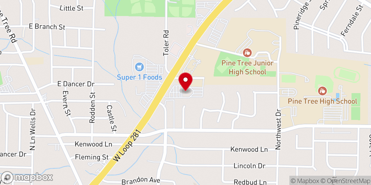 Map showing location of Emmanuel Baptist Church of Longview