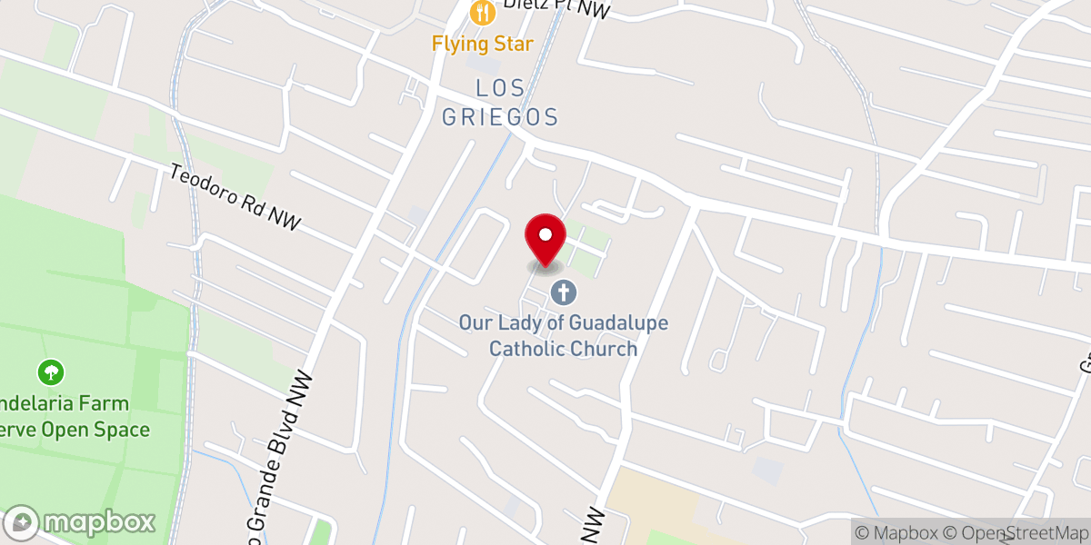 Map showing location of Our Lady of Guadalupe