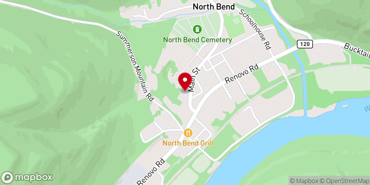 Map showing location of North Bend United Methodist Church