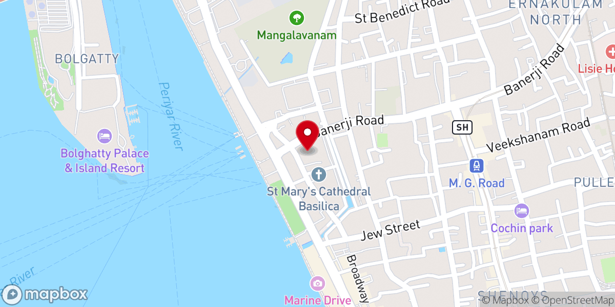 Map showing location of St. Francis of Assisi Roman Catholic Metropolitan Cathedral, Ernakulam