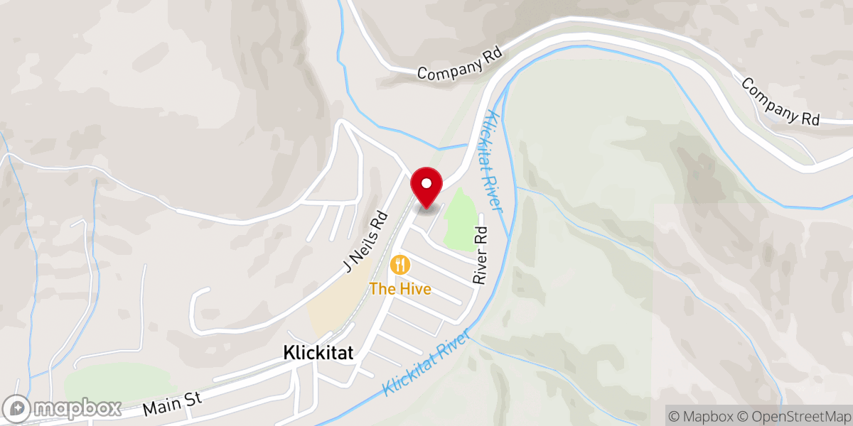 Map showing location of Klickitat Community Center