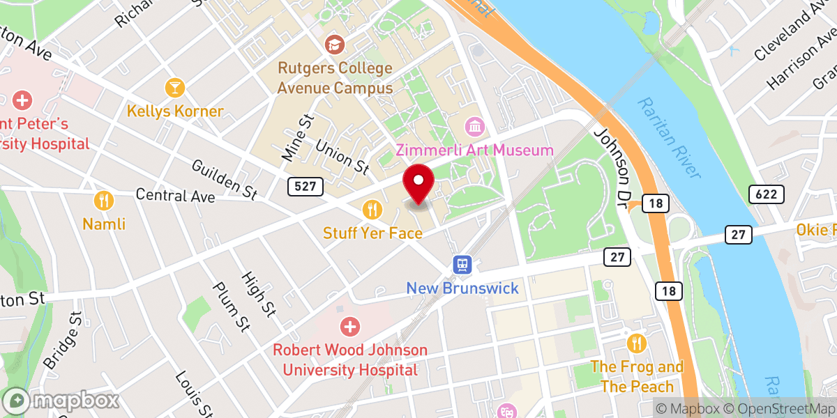 Map showing location of Central NJ Judaic Studies Initiative