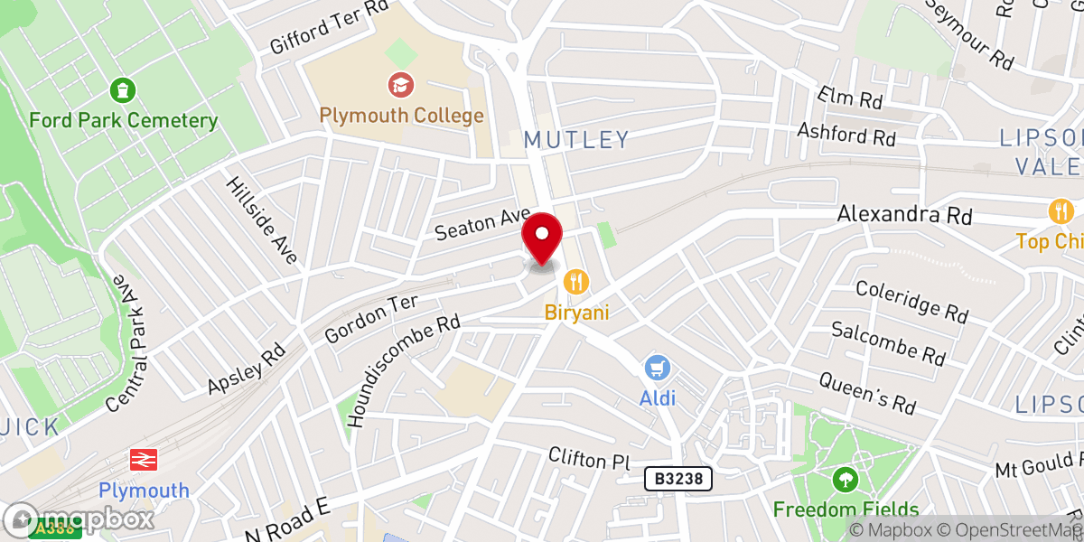 Map showing location of Mutley Baptist Church