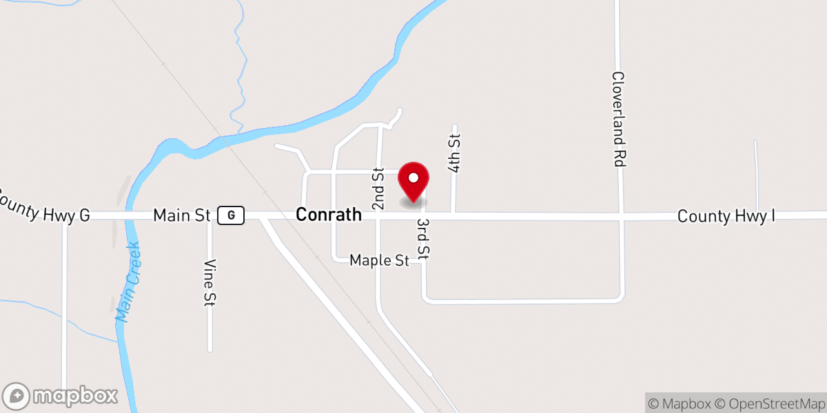 Map showing location of Conrath Congregational UCC
