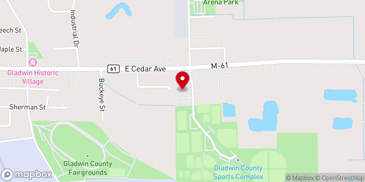 Map showing location of Sacred Heart Mission for Gladwin County MI Thrift Store & Food Pantry