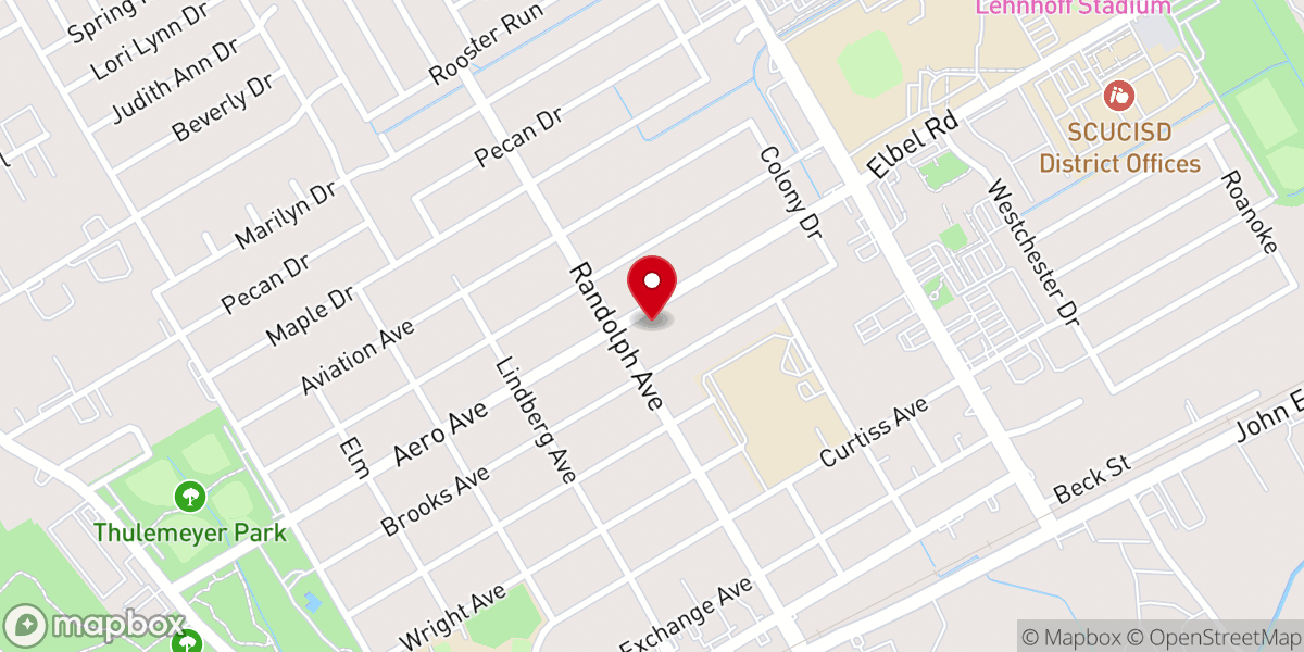 Map showing location of First Baptist Church of Schertz