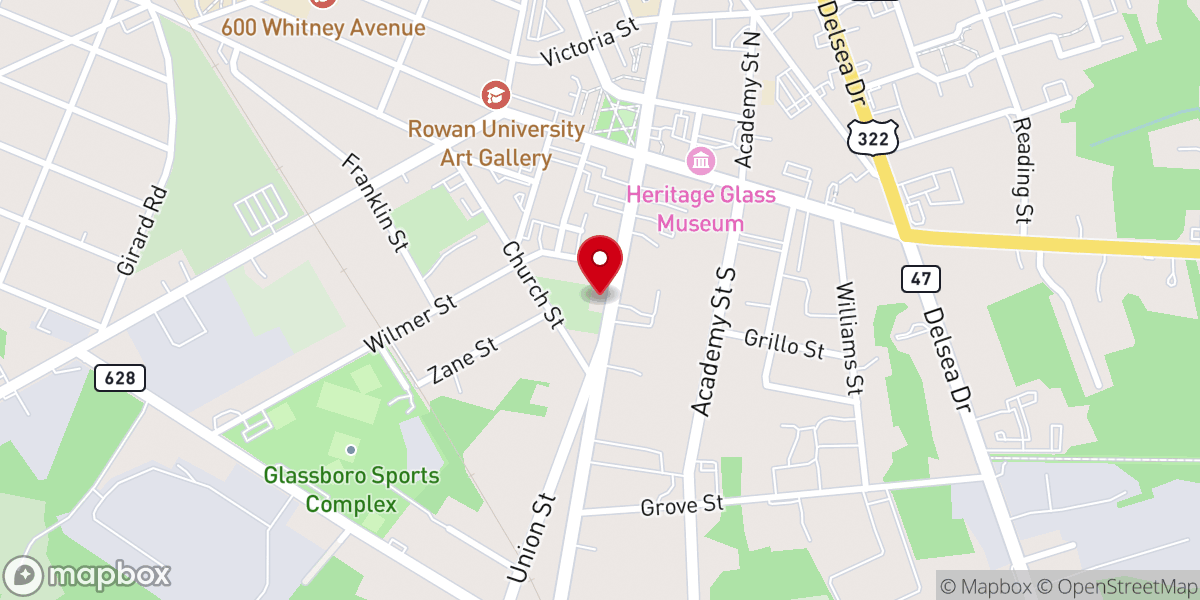 Map showing location of Trinity Bible Church-Glassboro